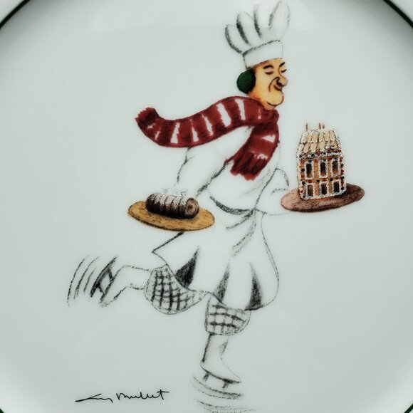 Williams Sonoma Skating Chefs by Guy Buffet Dinner Plate Pierre Serving Plate - Picture 2 of 4